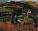 The Potato Harvest by Camille Pissarro — rural oil painting wall art, Impressionism