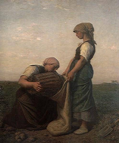 The Potato Harvest by Jules Breton, hand-painted portrait oil painting reproduction on canvas