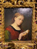 The prayer book by Eleuterio Pagliano — female oil painting wall art, Romanticism
