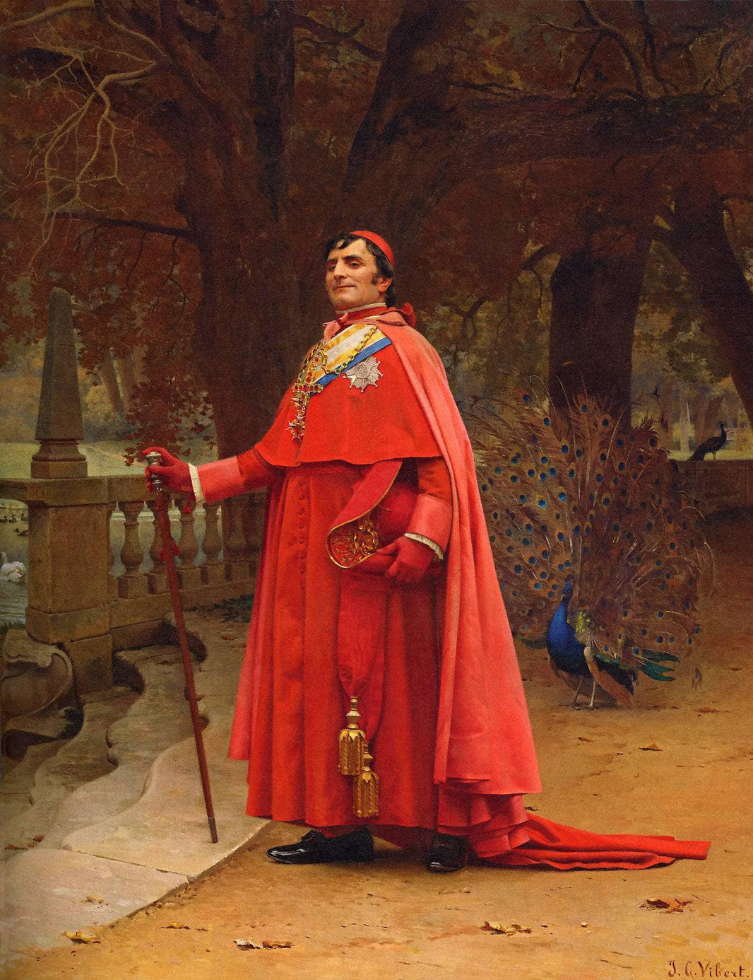 The Preening Peacock by Jehan Georges Vibert — hand-painted animal oil painting reproduction on canvas