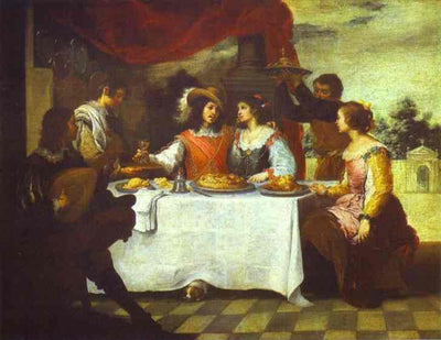 The Prodigal Son Feasting with Courtesans in entryway