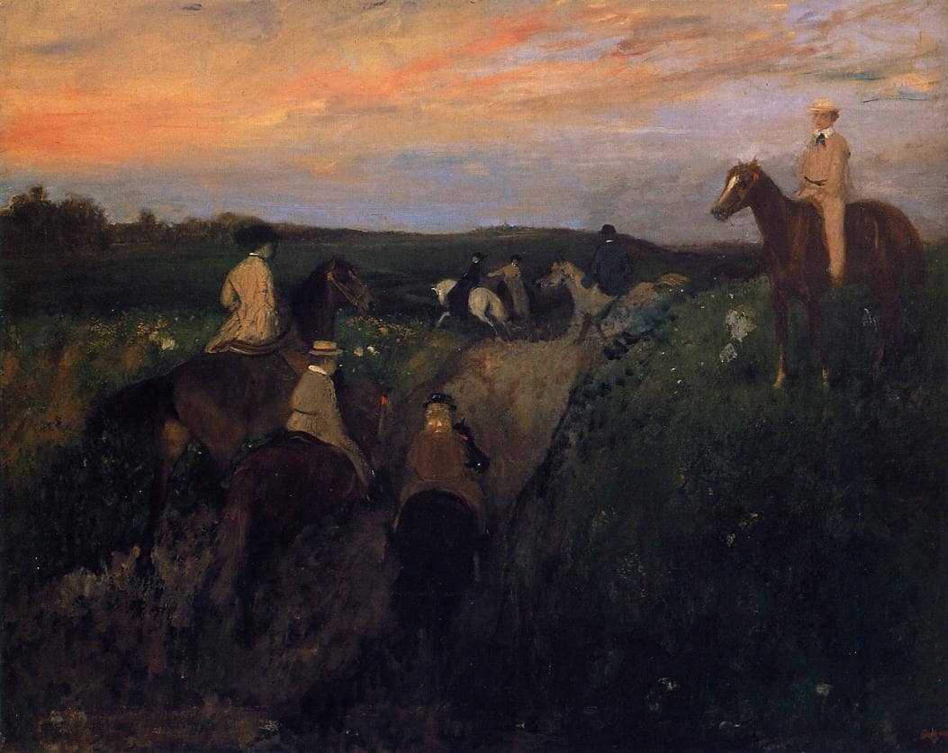 The Promenade on Houseback by Edgar Degas — hand-painted animal oil painting reproduction on canvas