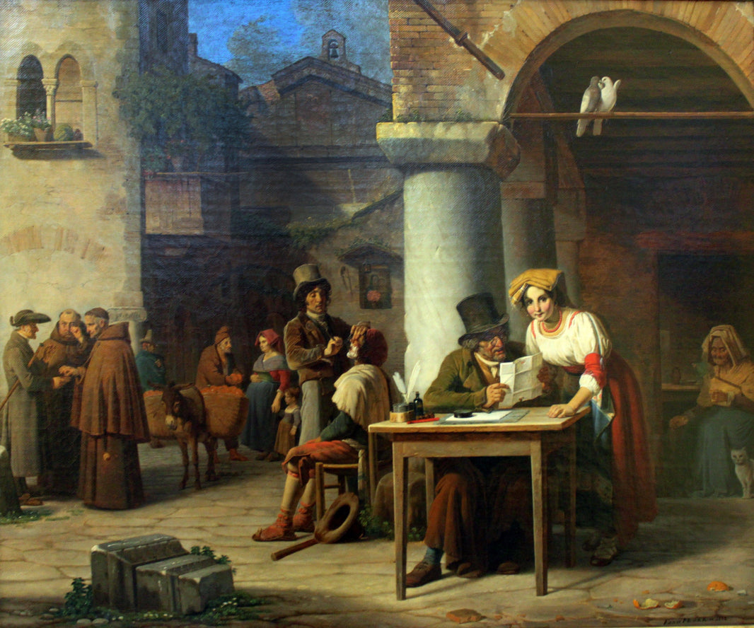 The public letter writer by Ernst Meyer — hand-painted architectural oil painting reproduction on canvas