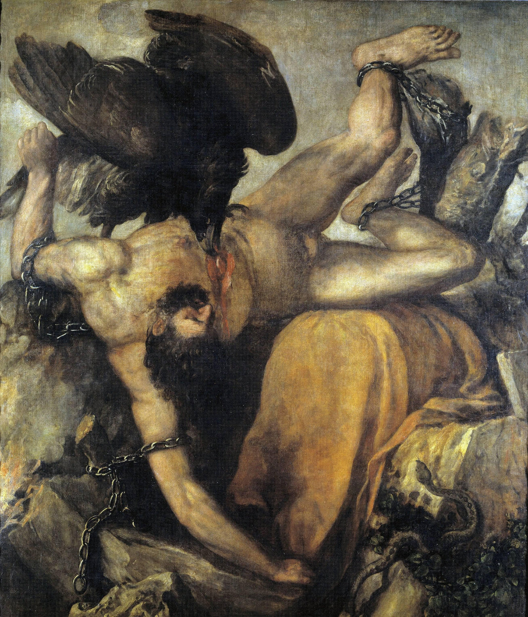 The Punishment of Tythus by Titian — hand-painted animal oil painting reproduction on canvas
