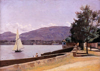 The Quai des Paquis, Geneva by Camille Corot — hand-painted landscape oil painting reproduction on canvas