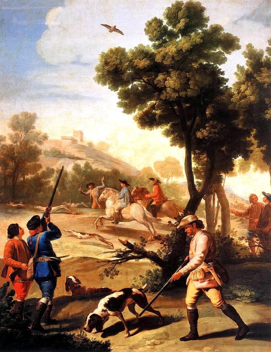 The Quail Shoot by Francisco Goya — hand-painted landscape oil painting reproduction on canvas