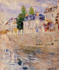 The Quay at Bougival by Berthe Morisot — hand-painted architectural oil painting reproduction on canvas