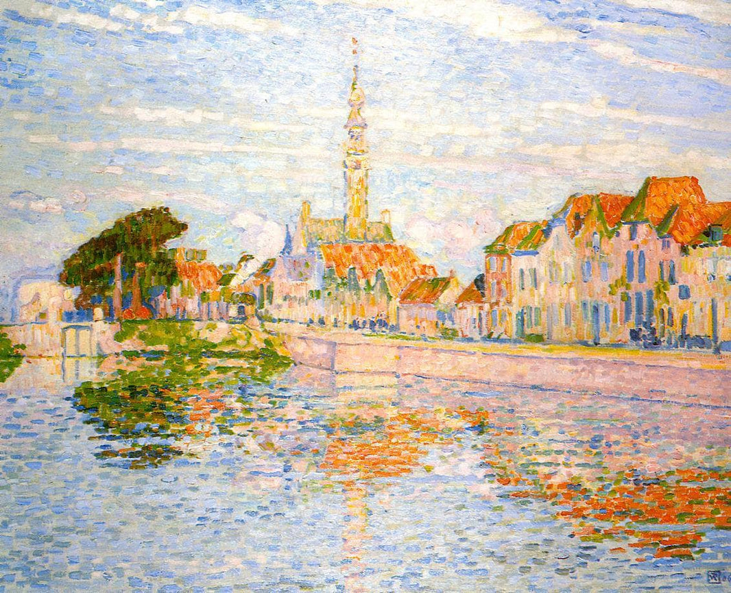 The Quay at Verre, Zeeland by Theo van Rysselberghe — hand-painted architectural oil painting reproduction on canvas