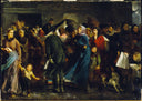 The queue at the butcher's shop in 1871 by Clément-Auguste Andrieux — group oil painting wall art, Realism
