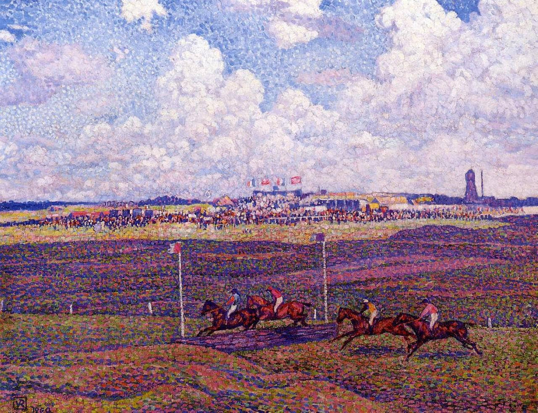The Race Track at Boulogne sur Mer by Theo van Rysselberghe — hand-painted animal oil painting reproduction on canvas