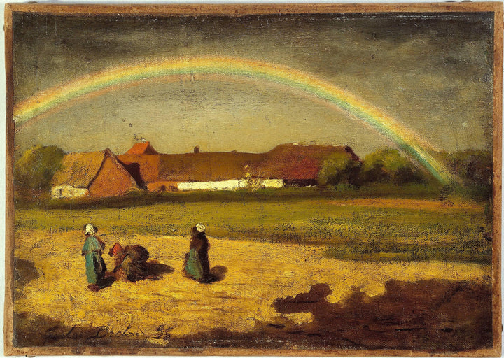 The rainbow in Courrières by Jules Breton — hand-painted landscape oil painting reproduction on canvas