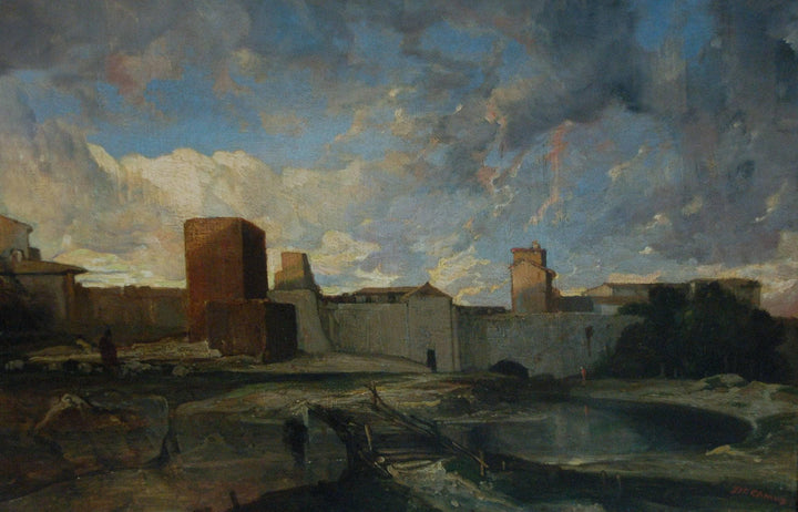 The ramparts of Aigues-Mortes by Alexandre-Gabriel Decamps — hand-painted cultural oil painting reproduction on canvas