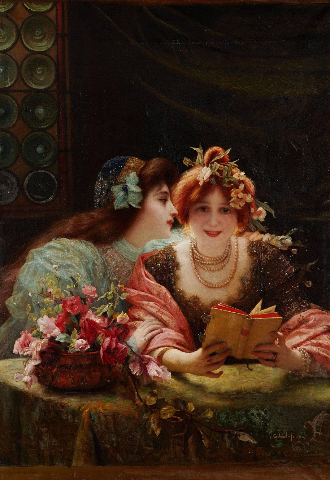 The Reading by Gabriel Ferrier — hand-painted portrait oil painting reproduction on canvas