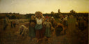 The Recall of the Gleaners by Jules Breton, field oil painting wall art, Realism