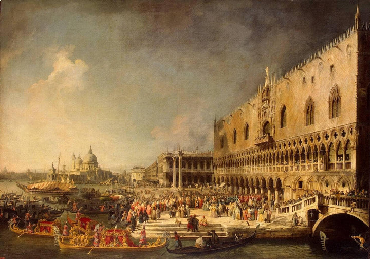The Reception of the French Ambassador in Venice by Canaletto — hand-painted architectural oil painting reproduction on canvas
