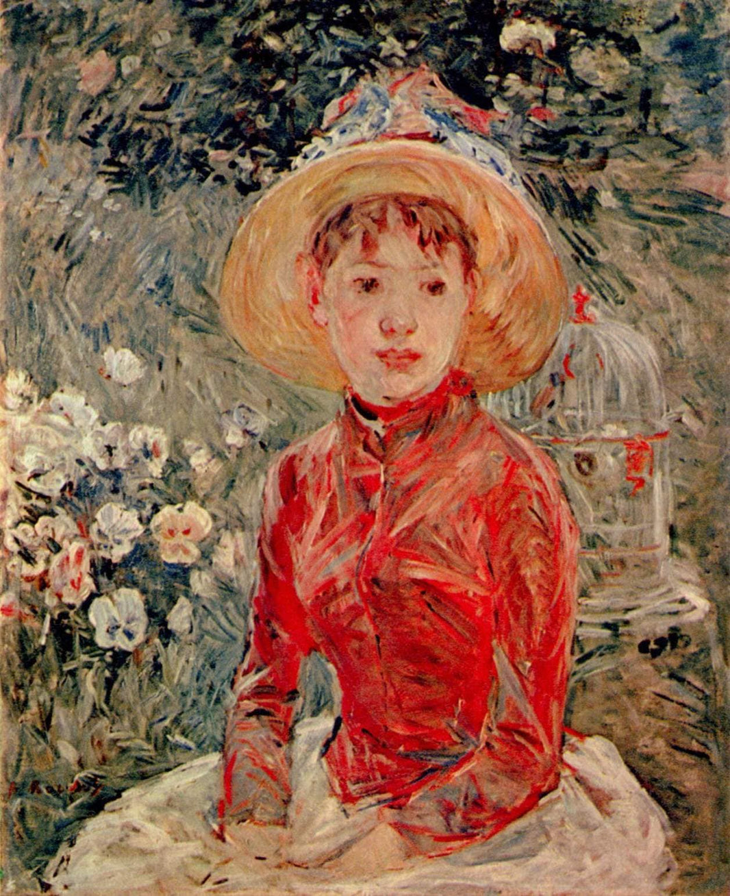 The red blouse by Berthe Morisot — hand-painted portrait oil painting reproduction on canvas