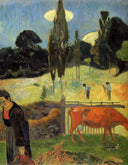 The red cow by Paul Gauguin — rural oil painting wall art, Post Impressionism