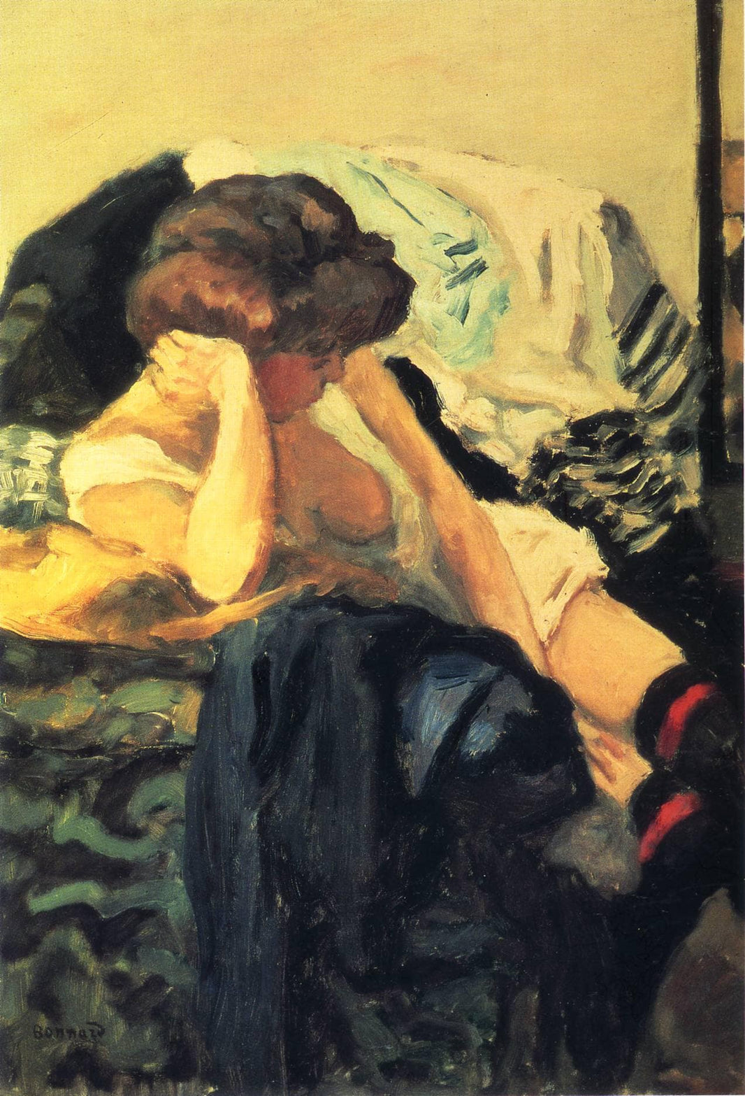 The Red Garter by Pierre Bonnard — hand-painted portrait oil painting reproduction on canvas