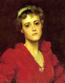 The Red Gown by William Merritt Chase — hand-painted portrait oil painting reproduction on canvas