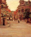 The Red Roofs of Haarlem, aka A Street in Holland by William Merritt Chase — hand-painted architectural oil painting reproduction on canvas