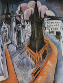 The Red Tower in Halle by Ernst Ludwig Kirchner — hand-painted abstract oil painting reproduction on canvas