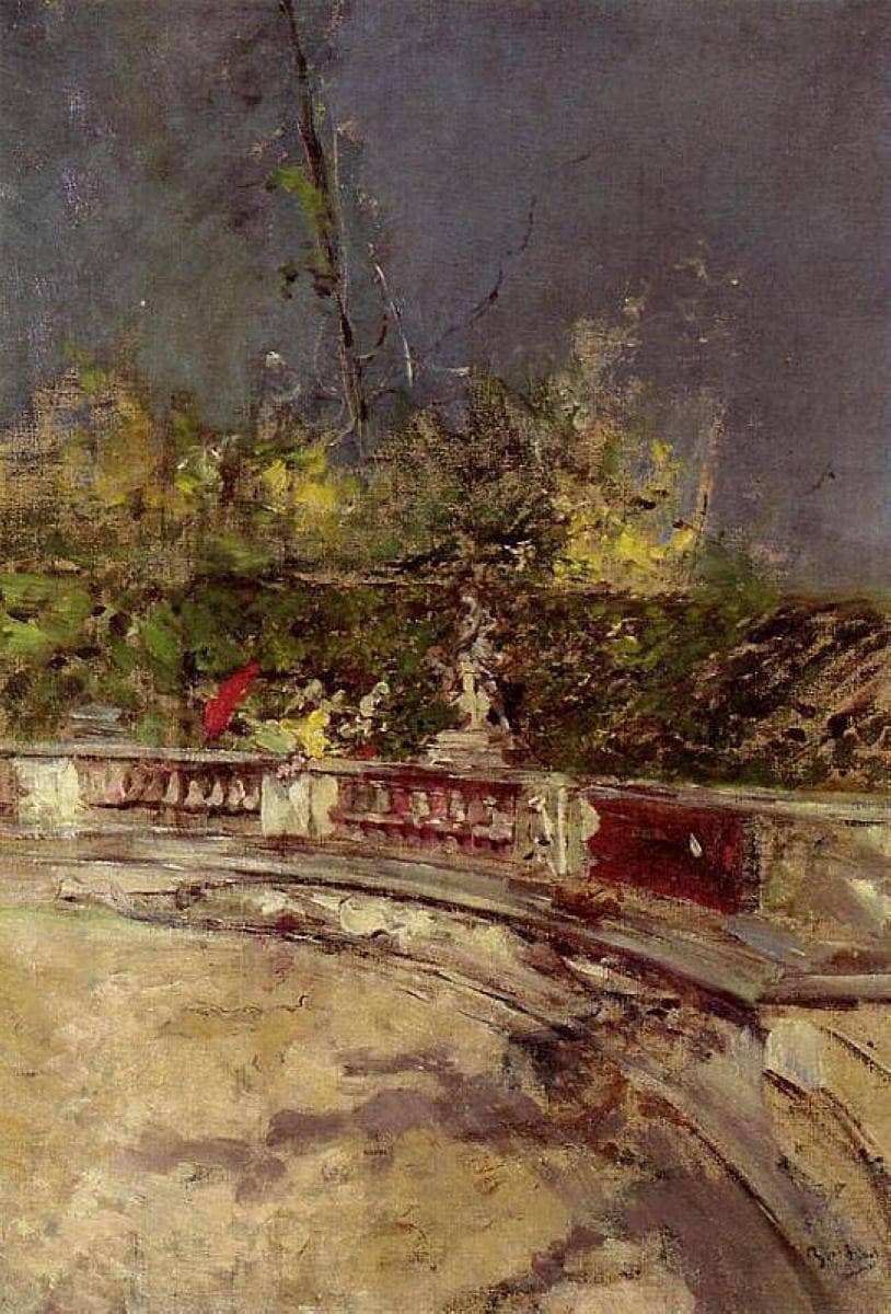 The red umbrella by Giovanni Boldini — hand-painted botanical oil painting reproduction on canvas