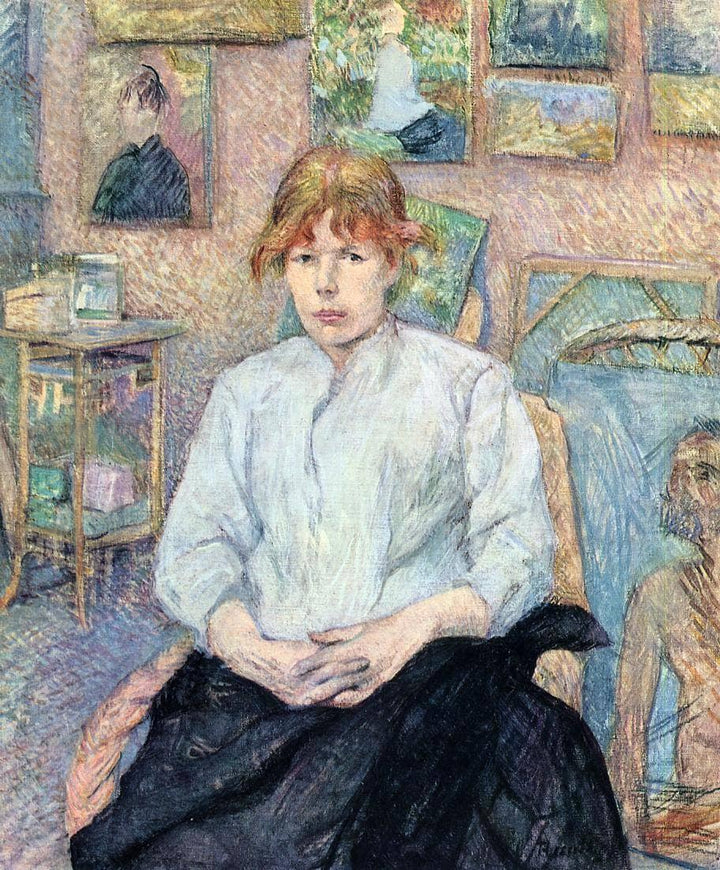 The Redhead with a White Blouse by Henri de Toulouse-Lautrec — hand-painted portrait oil painting reproduction on canvas