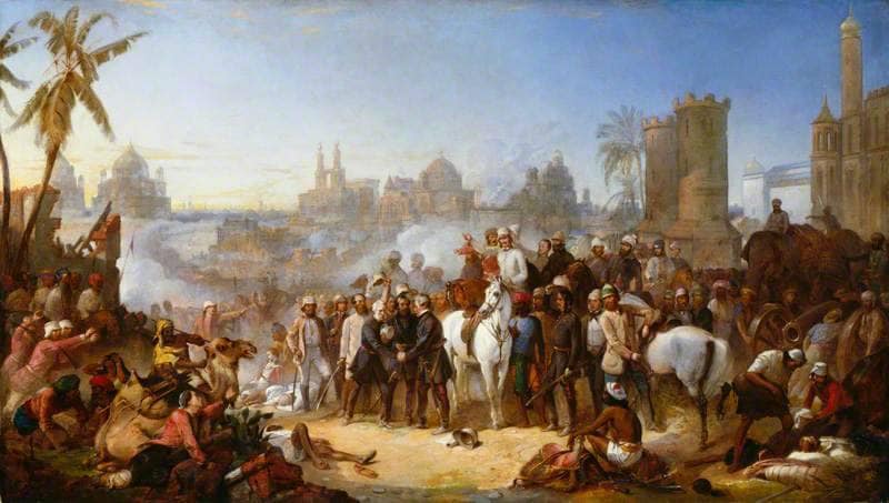 The Relief of Lucknow, 1857 by Thomas Jones Barker — hand-painted architectural oil painting reproduction on canvas