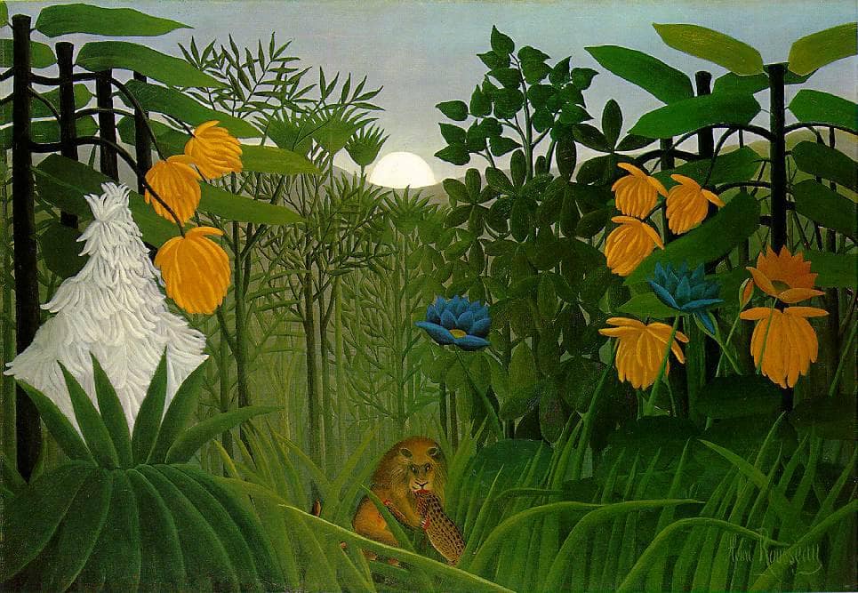 The Repast of the Lion by Henri Rousseau — hand-painted animal oil painting reproduction on canvas