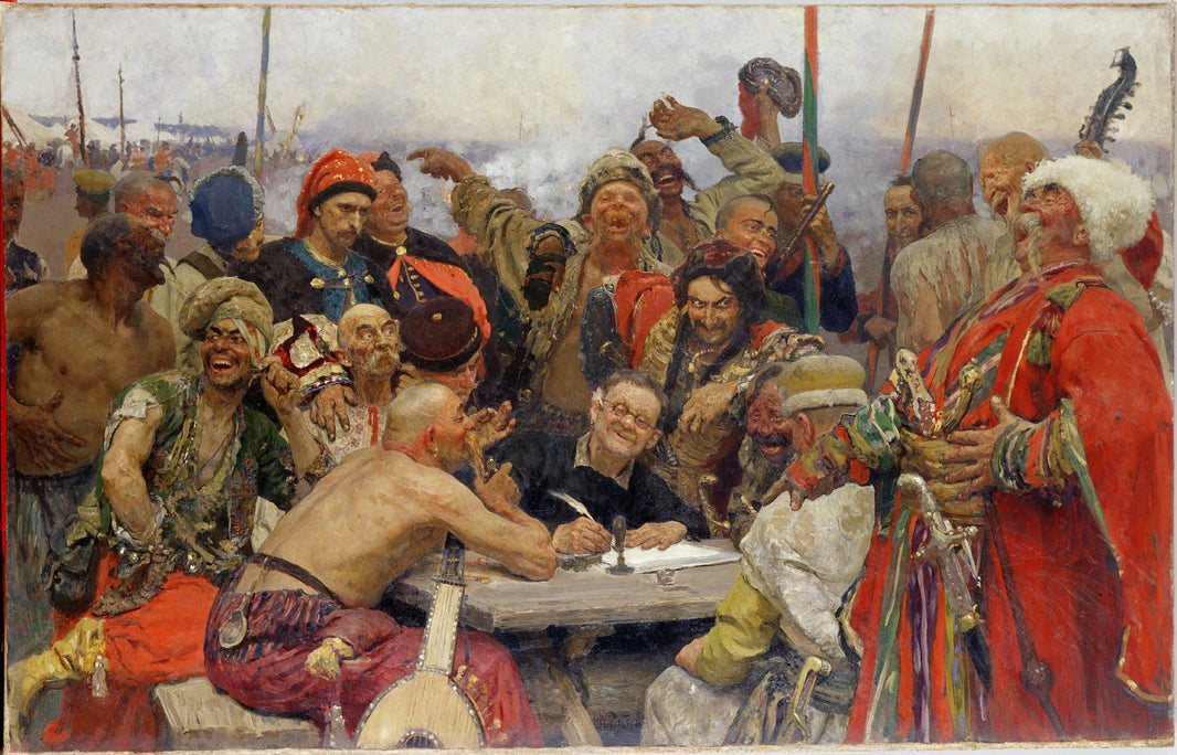 The Reply of the Zaporozhian Cossacks to Sultan Mahmoud IV by Ilya Repin — hand-painted portrait oil painting reproduction on canvas
