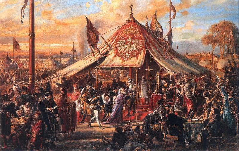 The Republic at Zenith of Power  Golden Liberty  Election A D  1573 by Jan Matejko — hand-painted architectural oil painting reproduction on canvas