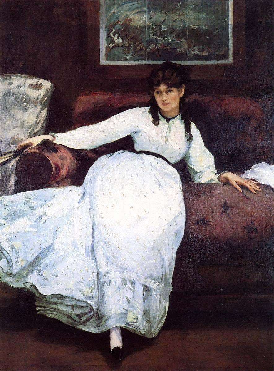 The Rest, portrait of Berthe Morisot by Edouard Manet — hand-painted portrait oil painting reproduction on canvas