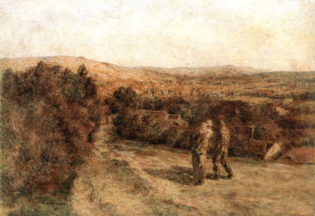 The return from the fields by Léon Augustin Lhermitte — hand-painted landscape oil painting reproduction on canvas