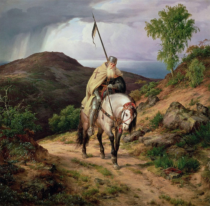 The Return of the Crusader by Karl Lessing — hand-painted animal oil painting reproduction on canvas