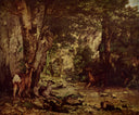 The Return of the Deer to the Stream at Plaisir Fontaine by Gustave Courbet — hand-painted animal oil painting reproduction on canvas