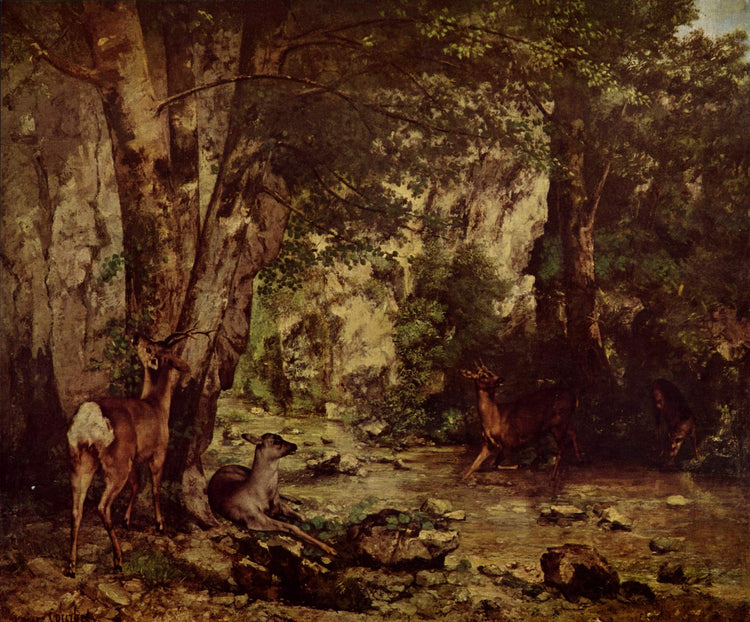 The Return of the Deer to the Stream at Plaisir Fontaine - Gustave Courbet