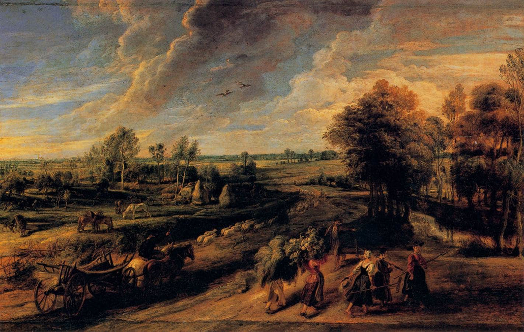 The Return of the Farm Workers from the Fields by Peter Paul Rubens — hand-painted landscape oil painting reproduction on canvas