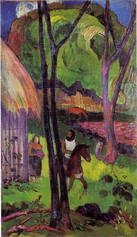 The rider in front of the hub by Paul Gauguin — hand-painted animal oil painting reproduction on canvas