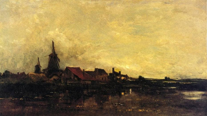The River Meuse at Dordrecht by Charles-Francois Daubigny — hand-painted landscape oil painting reproduction on canvas
