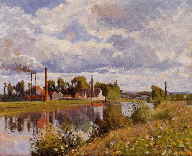 The River Oise near Pontoise by Camille Pissarro — hand-painted landscape oil painting reproduction on canvas