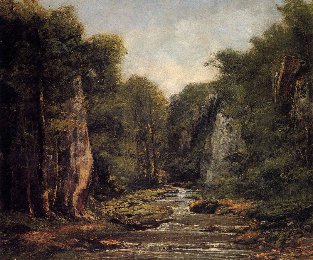 The River Plaisir Fontaine by Gustave Courbet — hand-painted botanical oil painting reproduction on canvas