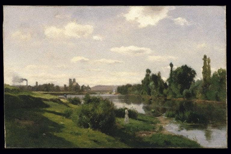 The River Seine at Mantes by Charles-Francois Daubigny — hand-painted eco oil painting reproduction on canvas
