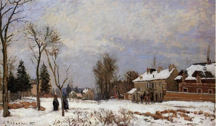 The Road from Versailles to Saint Germain, Louveciennes. Snow Effect by Camille Pissarro — hand-painted botanical oil painting reproduction on canvas