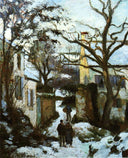 The Road to L'Hermitage in Snow by Camille Pissarro — winter oil painting wall art, Impressionism