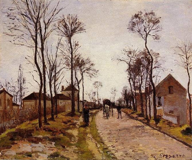 The Road to Saint Cyr at Louveciennes by Camille Pissarro — hand-painted botanical oil painting reproduction on canvas