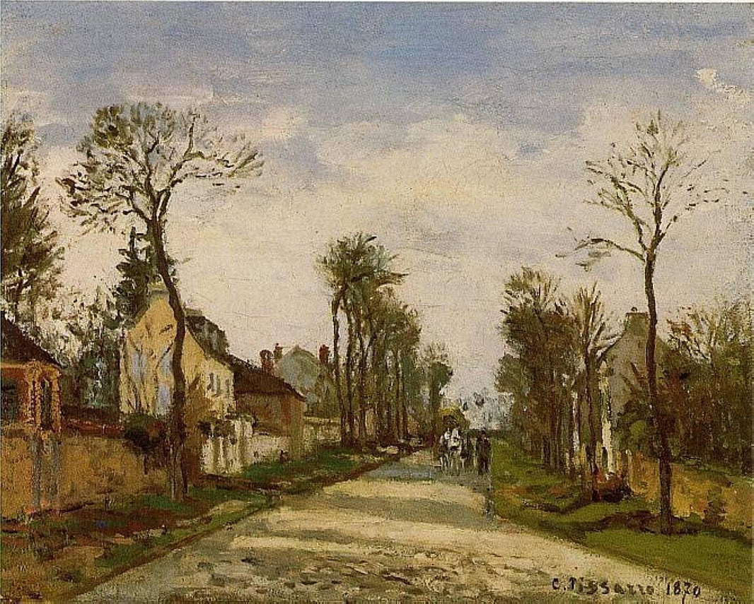 The Road to Versailles at Louveciennes by Camille Pissarro — hand-painted botanical oil painting reproduction on canvas