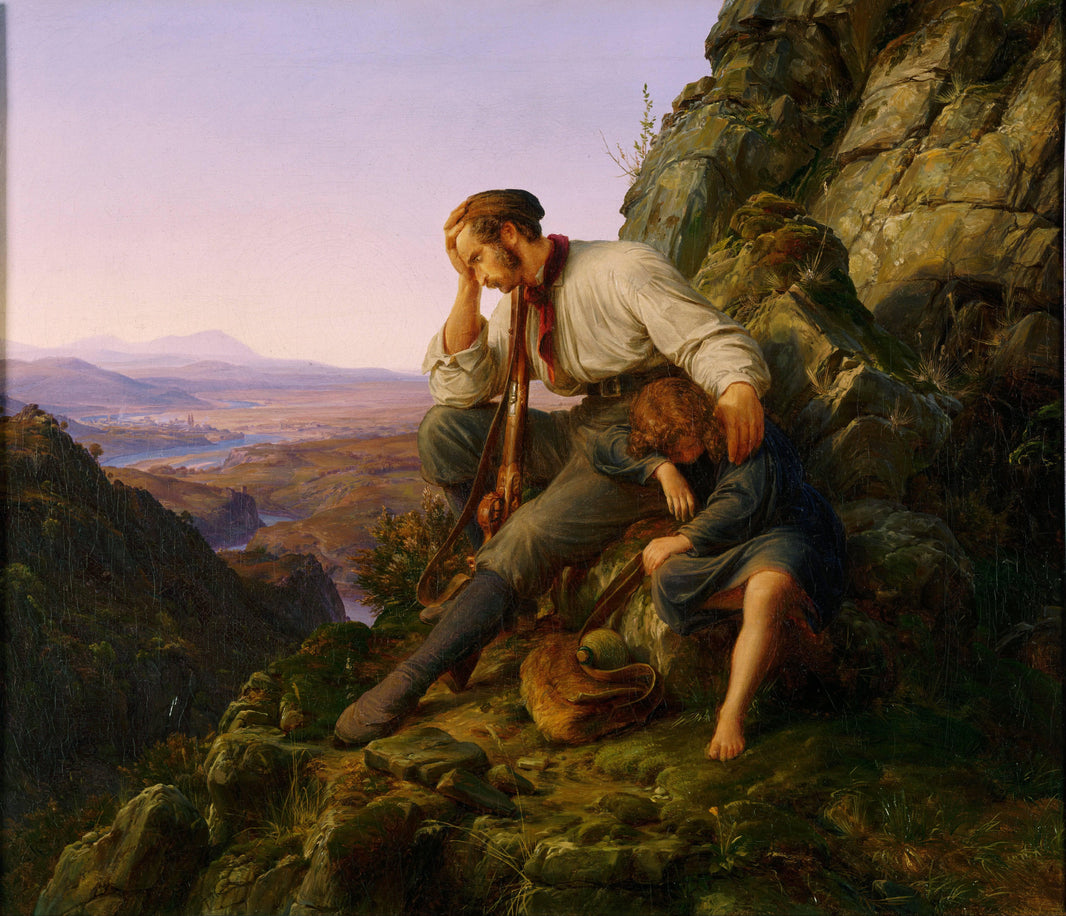 The Robber and His Child by Karl Lessing — hand-painted eco oil painting reproduction on canvas