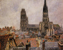The Roofs of Old Rouen Grey Weather by Camille Pissarro — city oil painting wall art, Impressionism