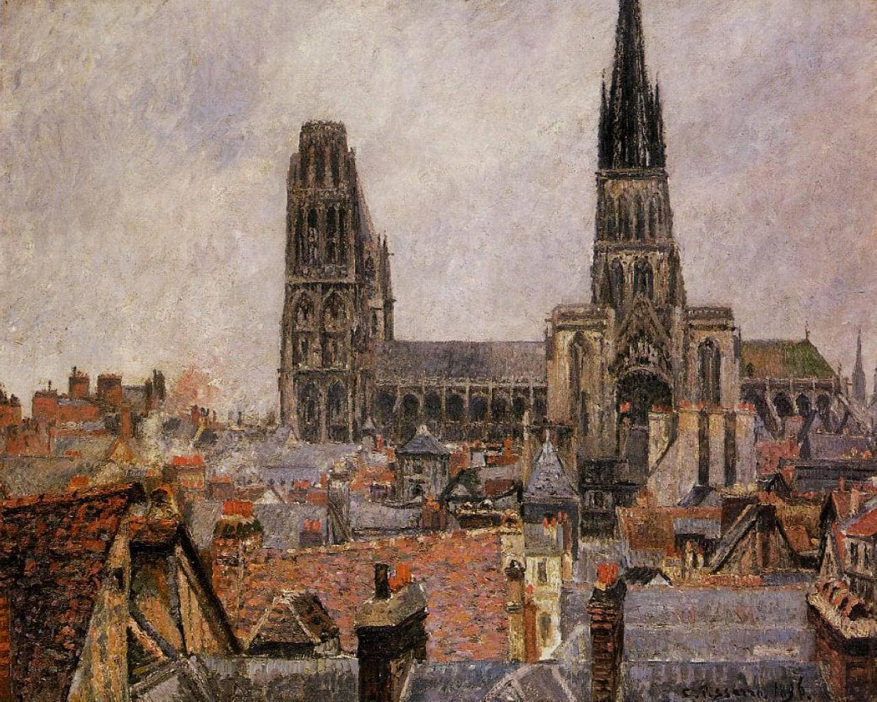 The Roofs of Old Rouen Grey Weather