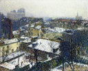 The Roofs of Paris in the Snow, the View from the Artist's Studio by Henri Martin — hand-painted architectural oil painting reproduction on canvas